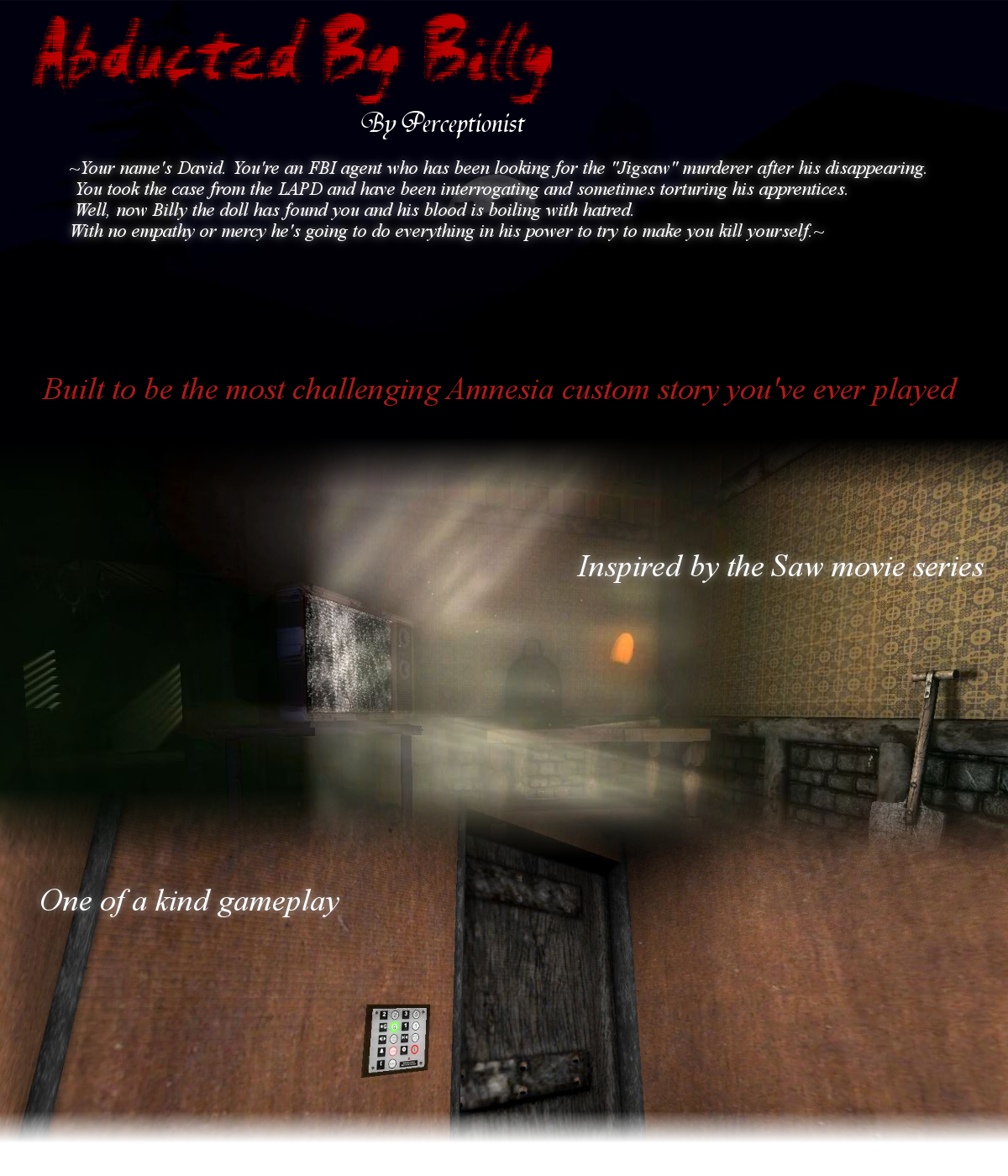 Abducted by Billy (Challenge Mod) for Amnesia: The Dark Descent - ModDB