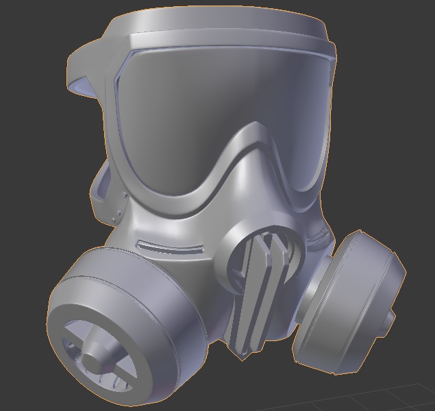 A high poly rendering of our gas mask without textures