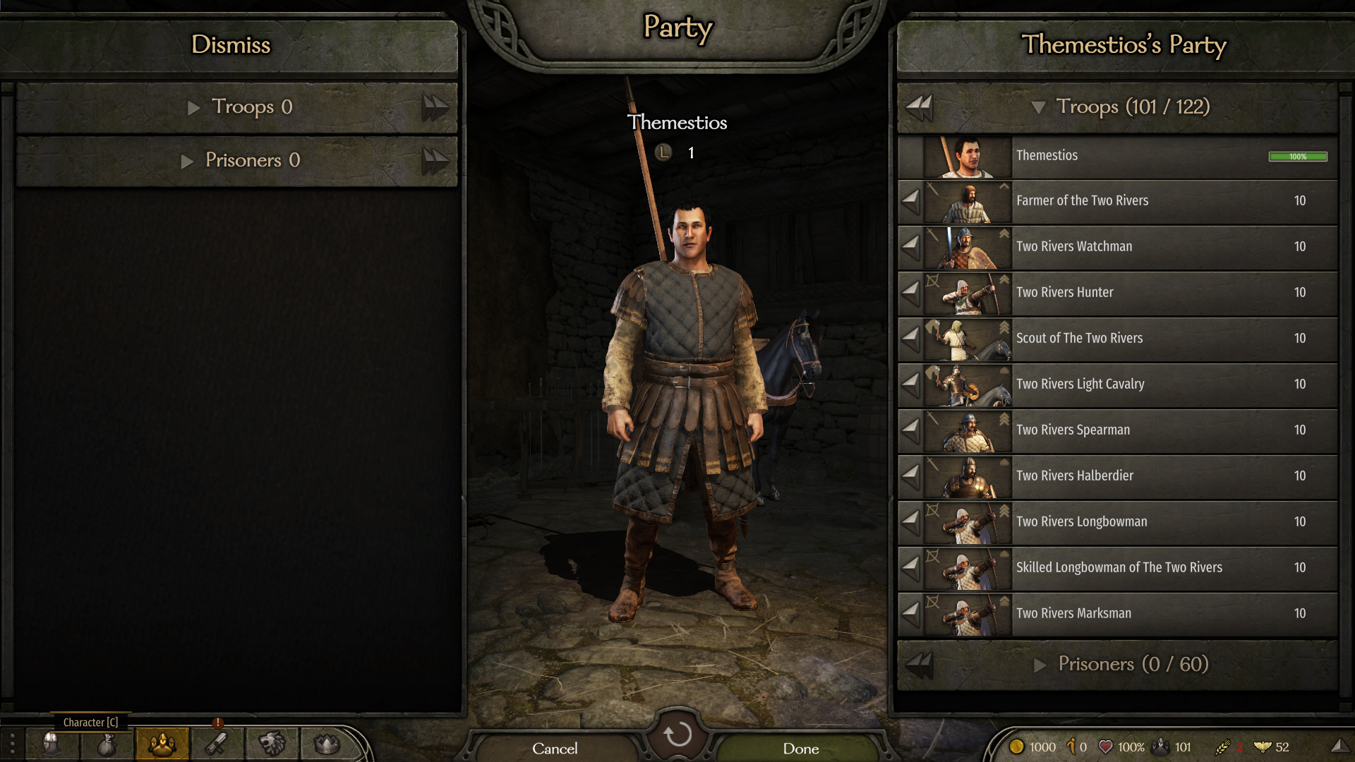 Soldiers of the Two Rivers in the party menu 