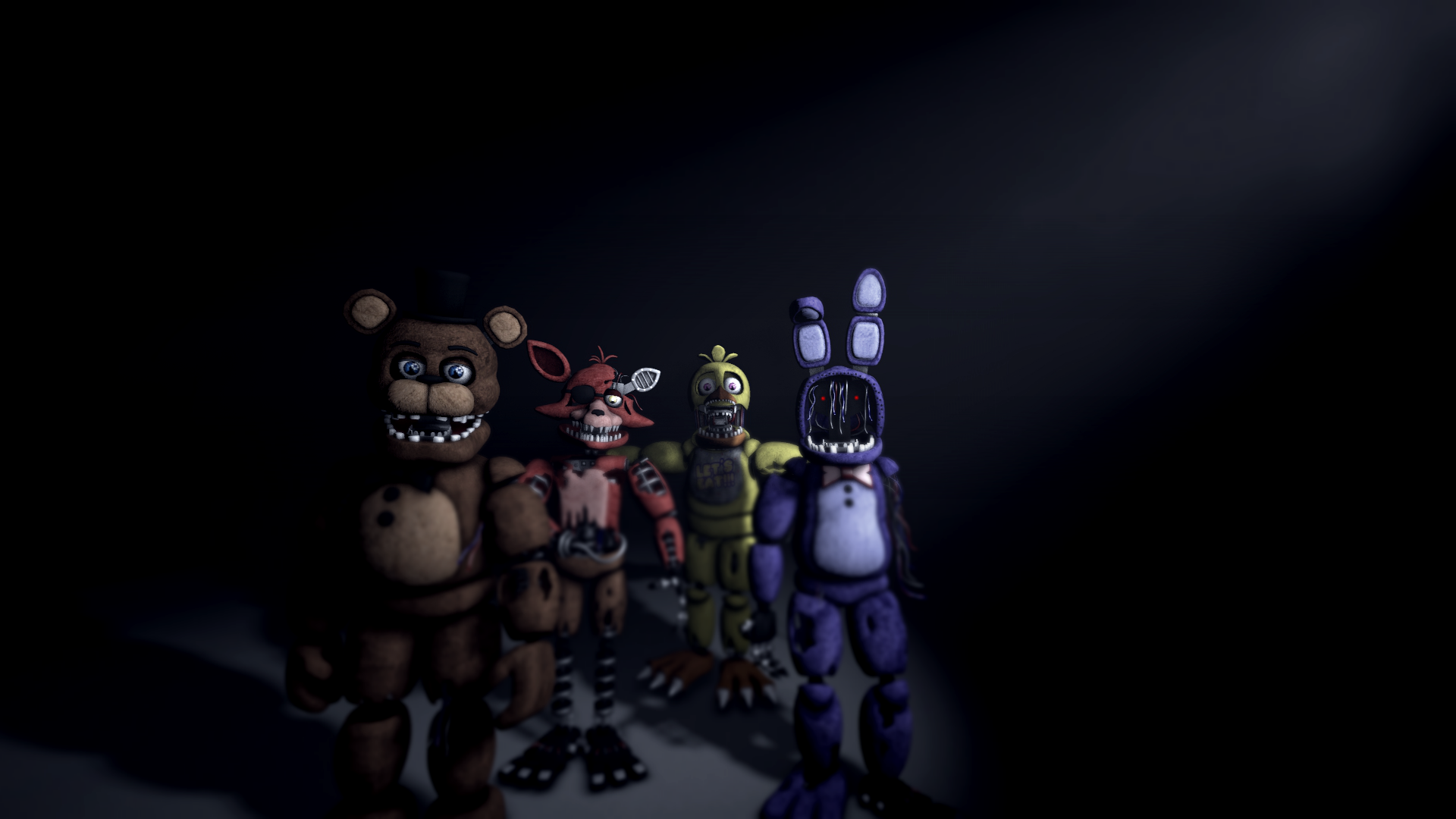 WITHERED FREDDY, WITHERED CHICA, WITHERED BONNIE, WITHERED FOXY E