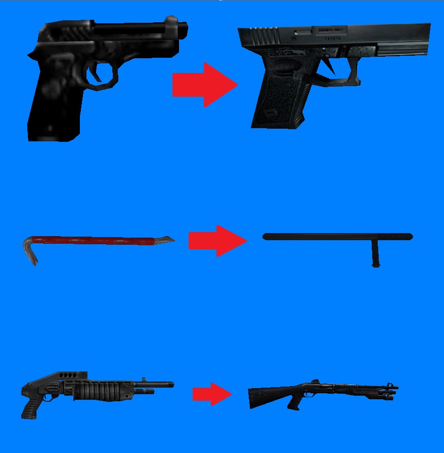 a few weapons reskined to fit the story better