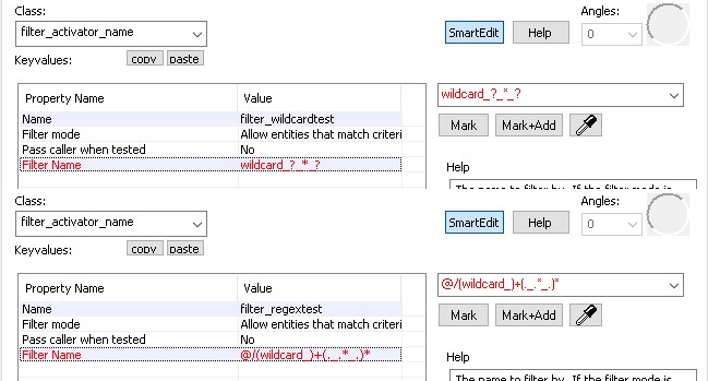 Wildcards and regex being used in filters.