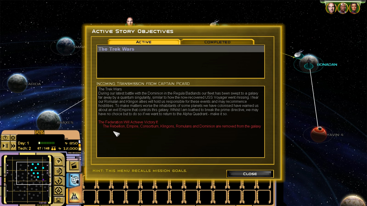 This is the message and objectives you will get as the Federation in GC