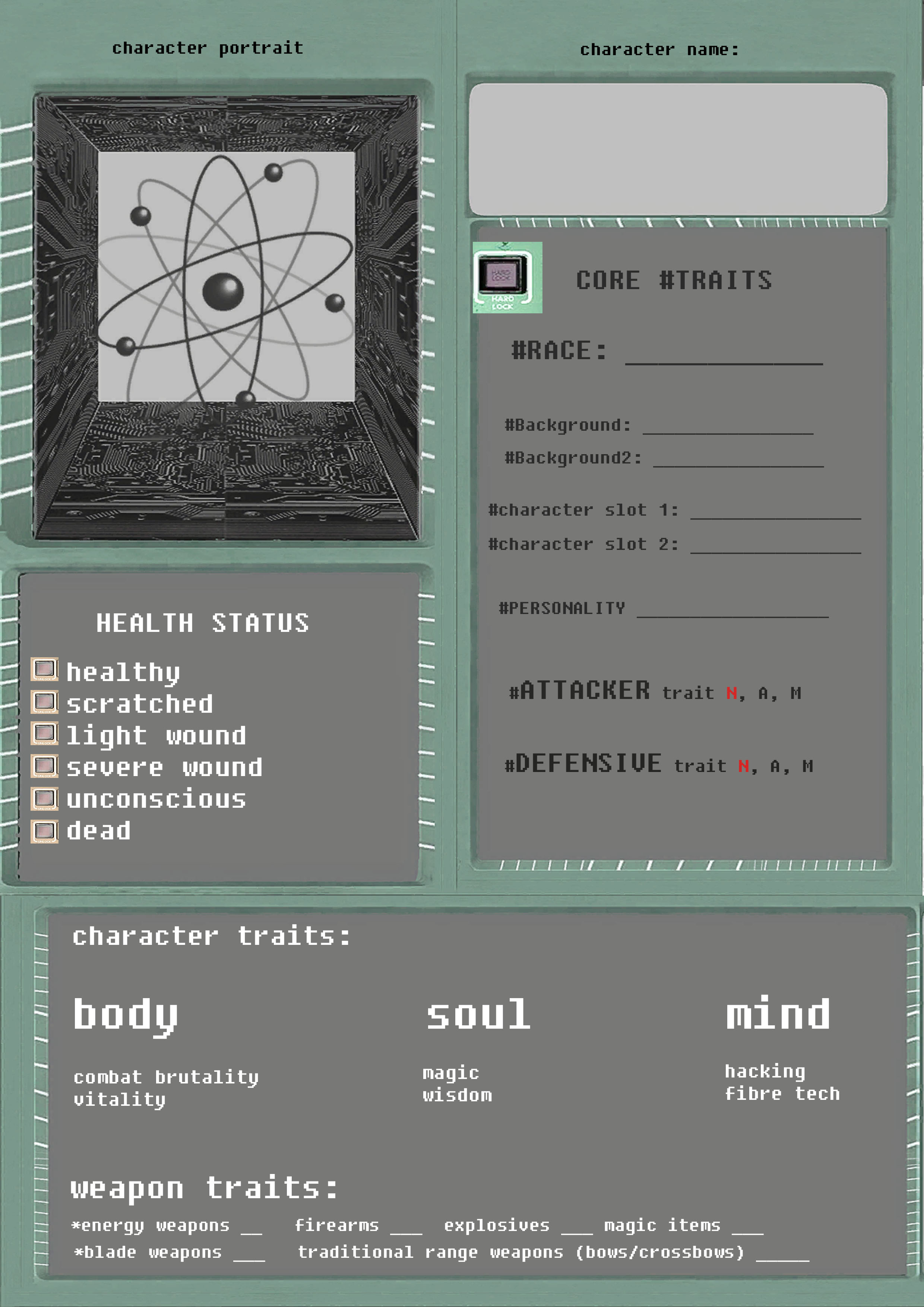 Character Biogram prototype 1