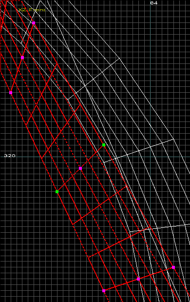 The vertices are lined up on the grid