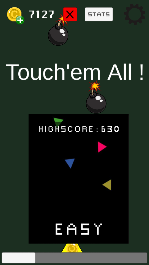 This is the main menu of Touch'em All !, with the easy level.