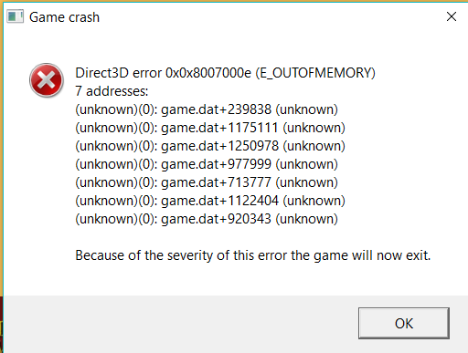 Persistent Out Of Memory Error Thread Mod Db