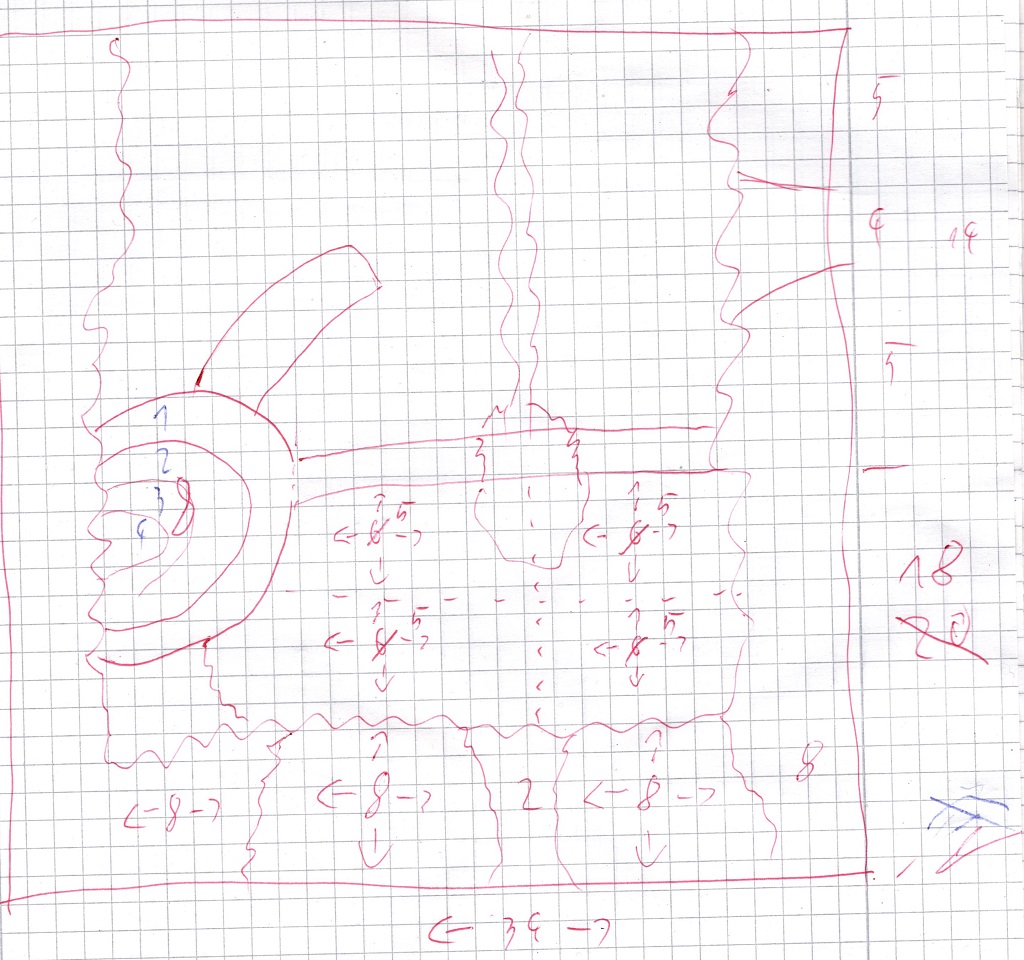 Plan (on paper) of the level map/episode of Helms Deep with space and logic parameters