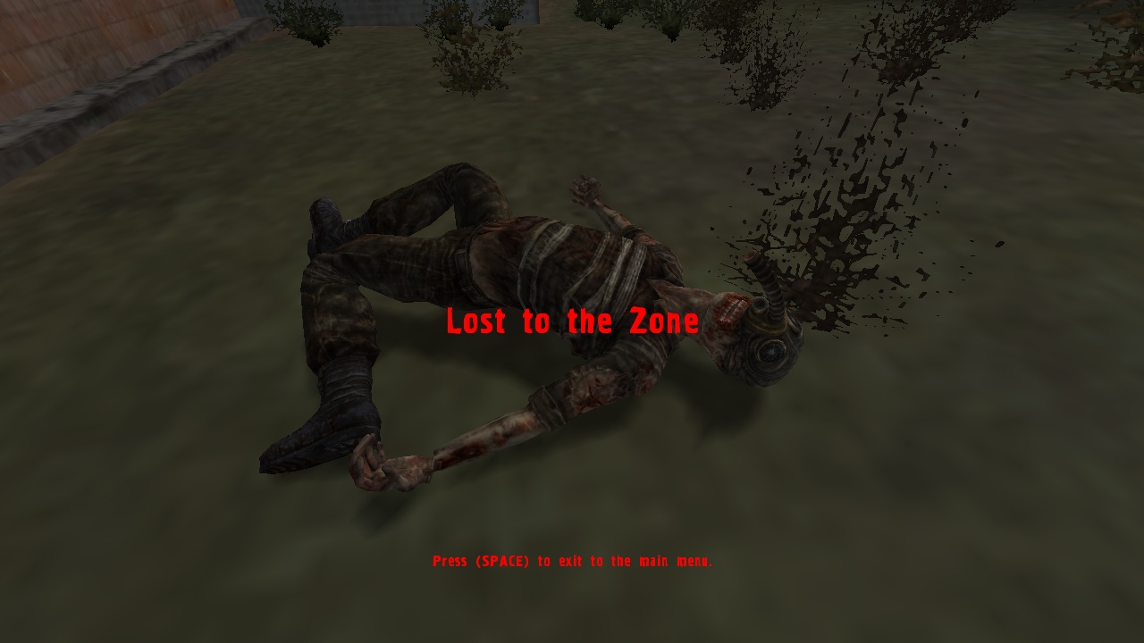 Lost to the Zone; an eerie image of a dead player with the Snork skin equipped.