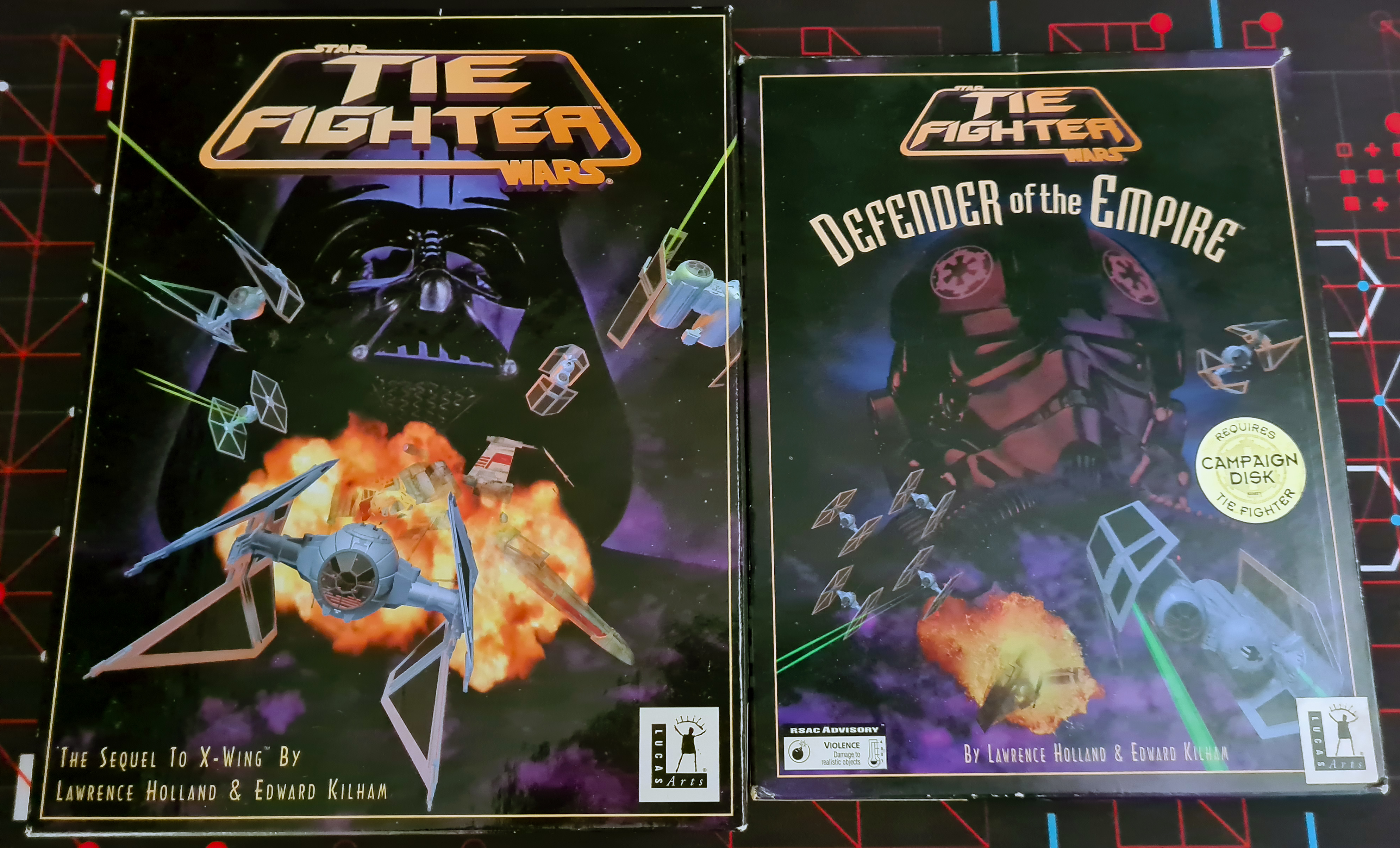 The original floppy disk release of TIE Fighter, and the Defender of the Empire expansion