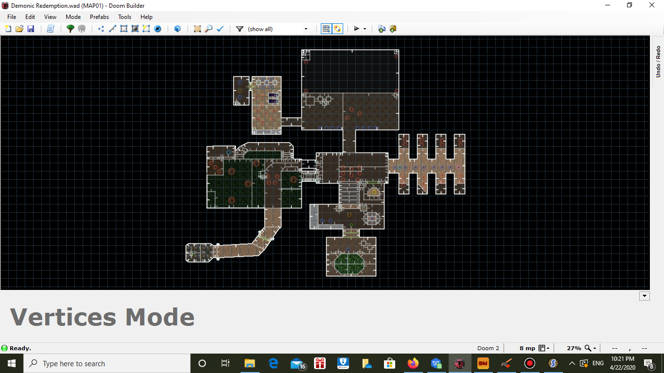 The layout of MAP01: Toxic Shaft in Doom Builder 2