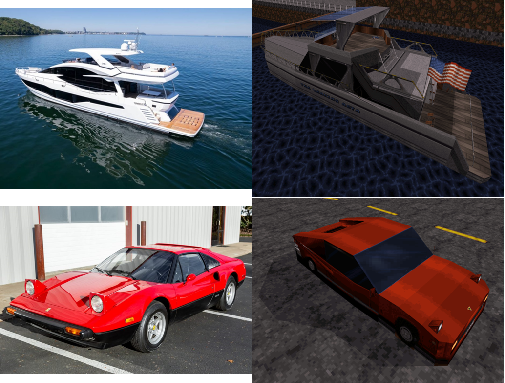 Duke's boat and Ferrari car - inspirations and Build reinterpretations