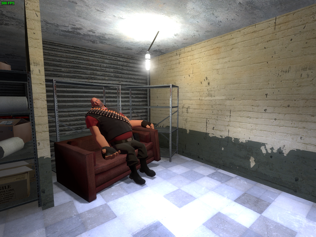 Heavy Weapons Guy sitting on a Couch on a floor of the hospital