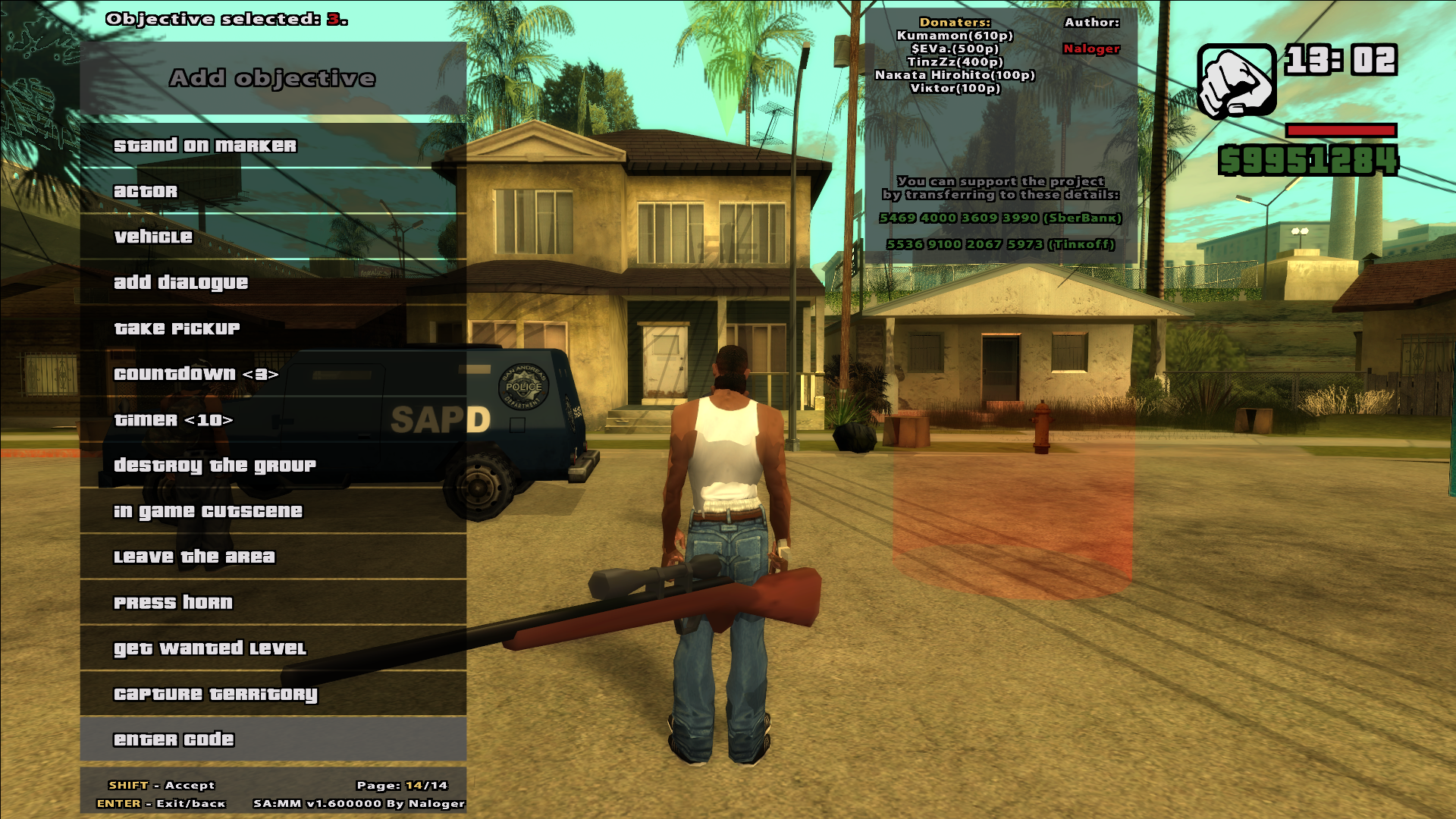 Grand Theft Auto: San Andreas - CLEO Mod Menu Collection