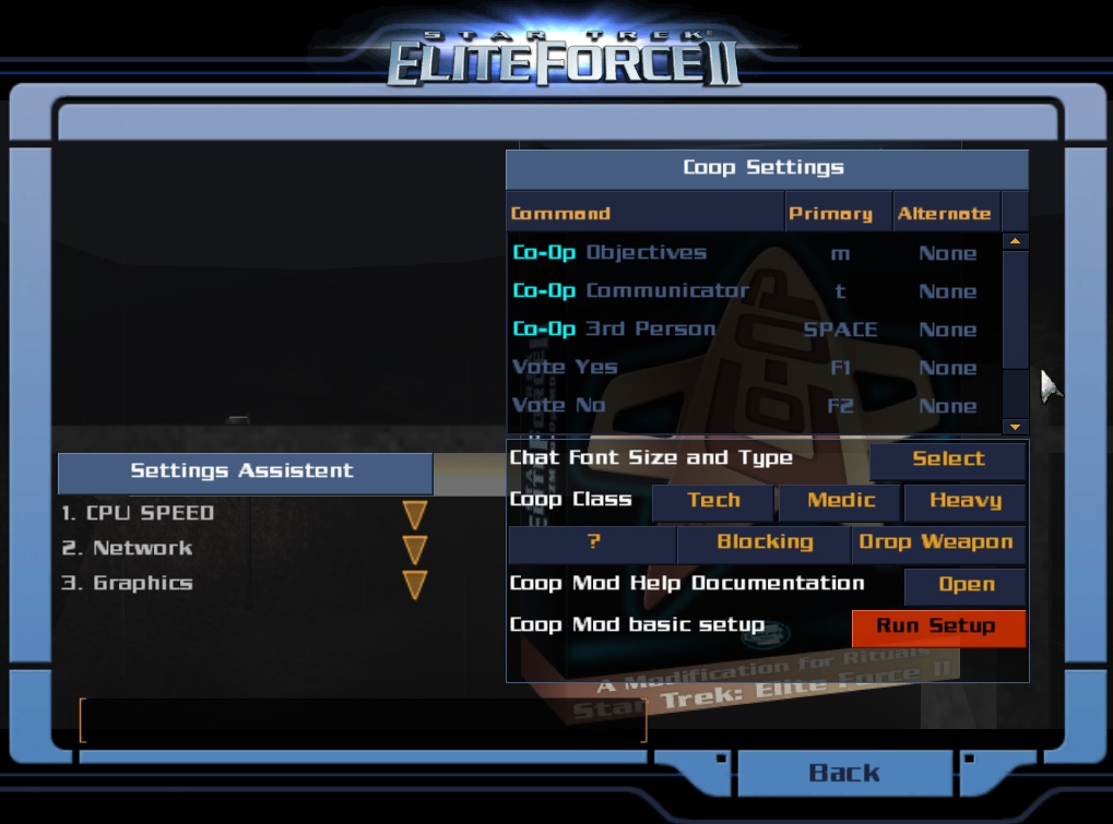 Coop Configuration Menu screenshot