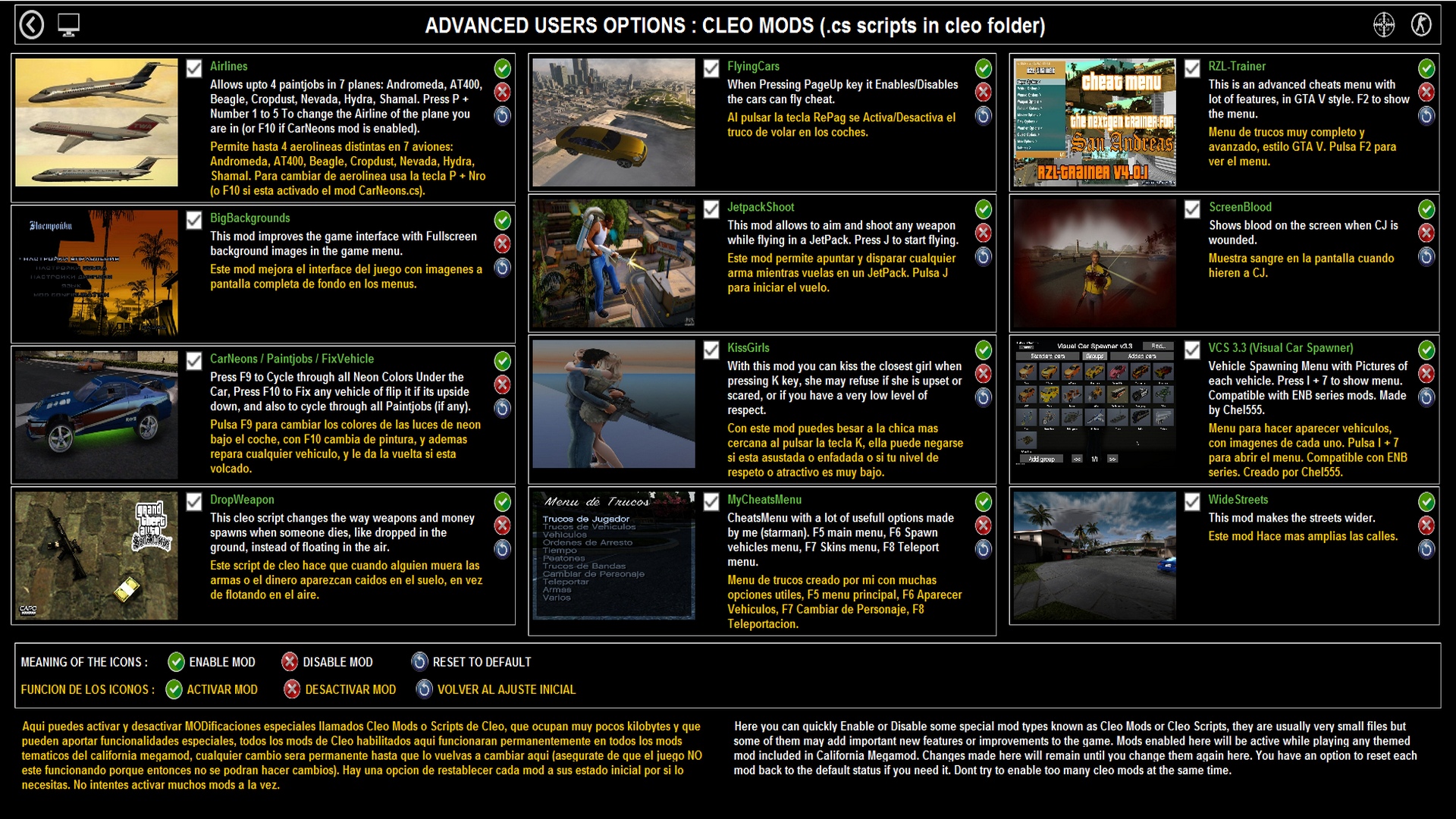 new options in cleo mods menu image - California Megamod for Grand Theft  Auto: San Andreas - ModDB