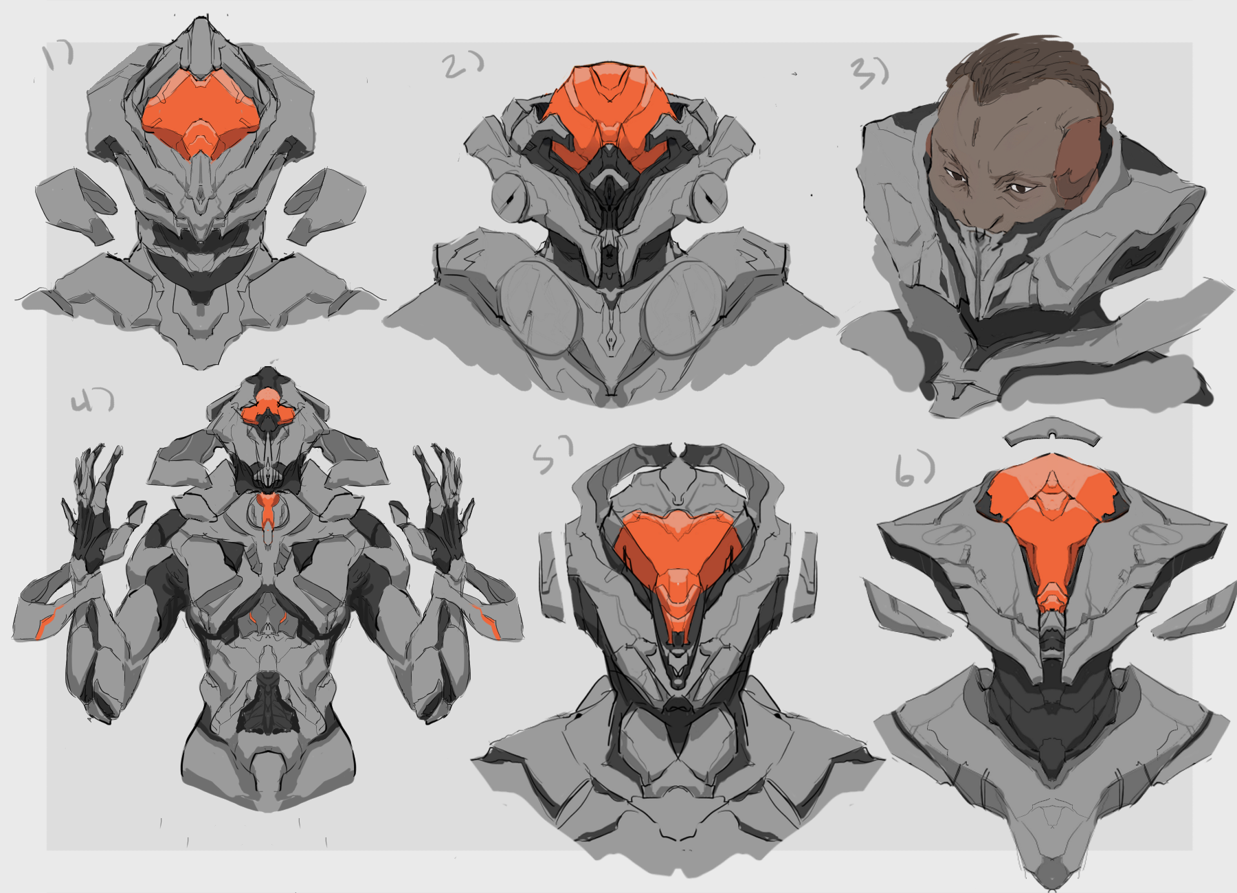 Forerunner concept art of potential portrait characters created by Elizabeth Cope.