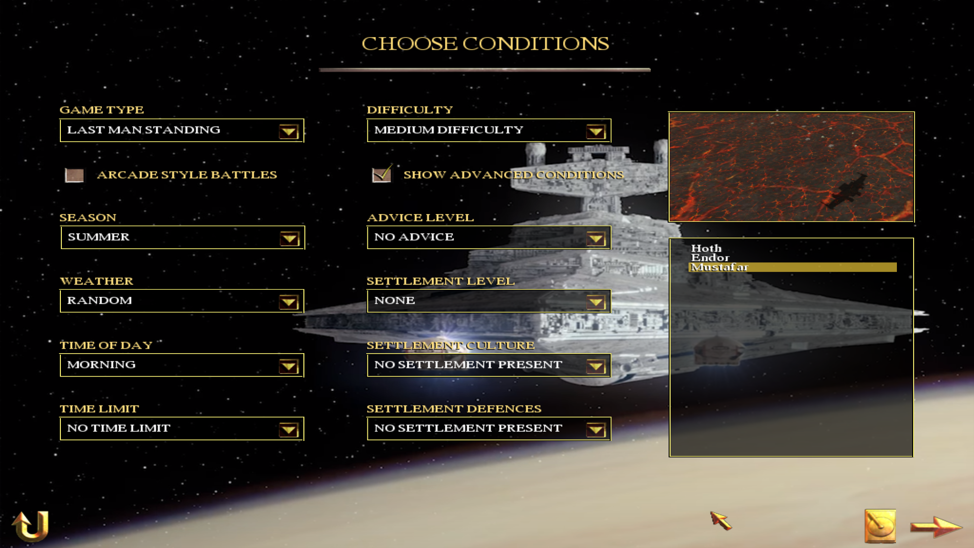 Mustafar added as a new battle-map in the Custom Battle menu!
