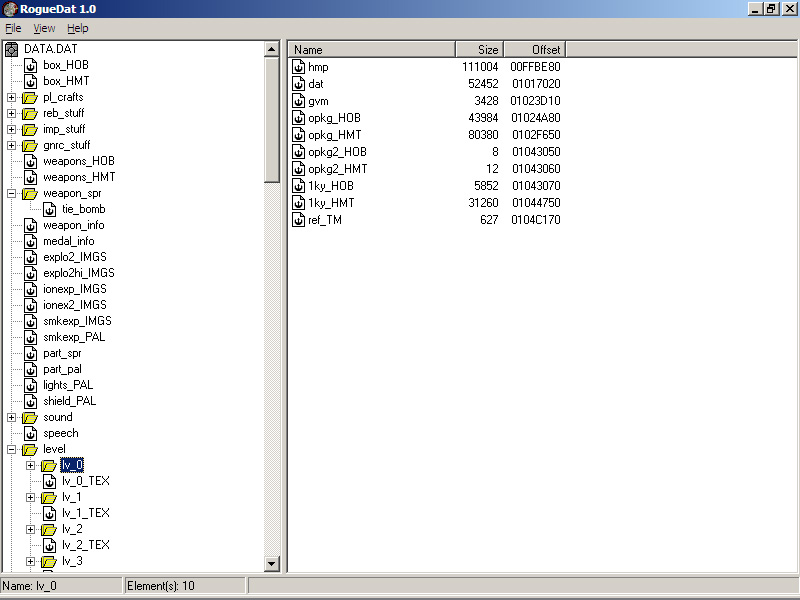 Viewing level data in RogueDat