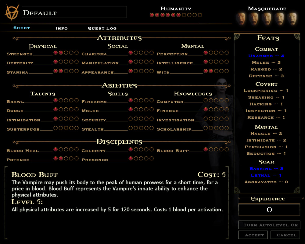 Enhanced Character Sheet image - VTMB: Camarilla Edition mod for