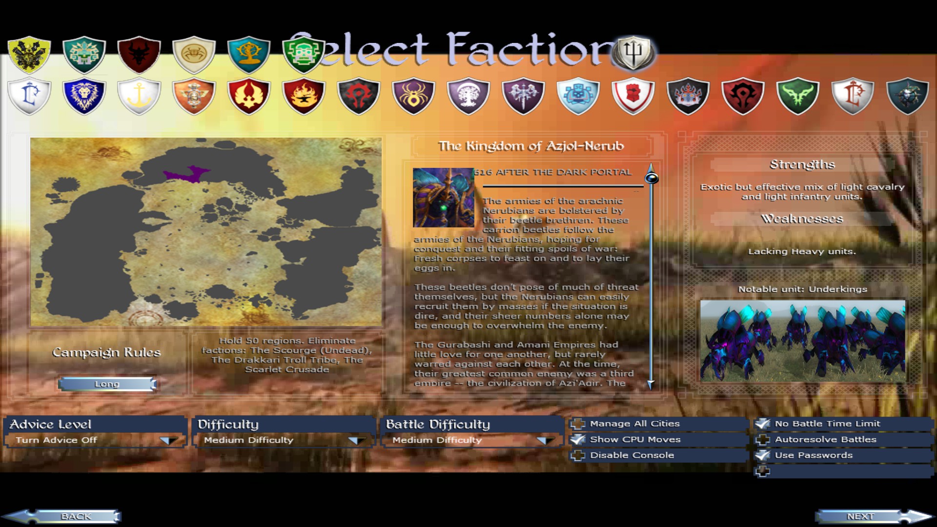 New Kingdom of Azjol'Nerub Faction Selection Screen - Frozen Throne ...