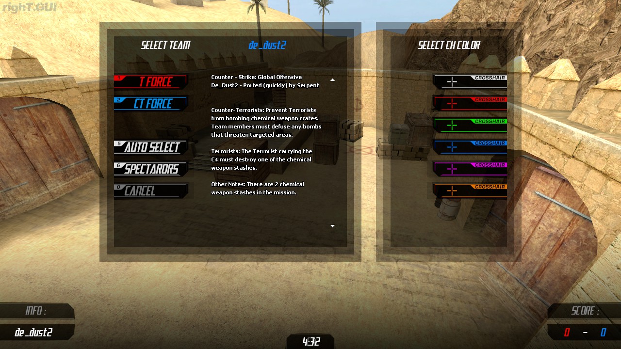 Team Menu and part of Specbar image - righT.GUI mod for Counter-Strike:  Source - ModDB