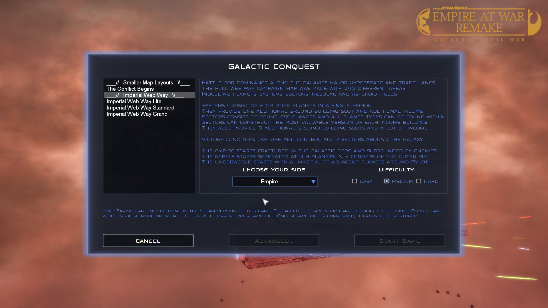 empire at war galactic conquest maps