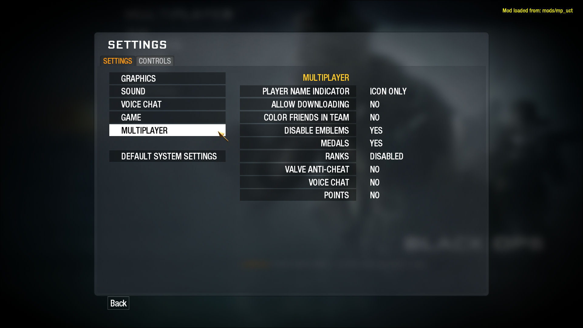 Multiplayer Settings Menu. image U.C.T. V1.56, Coming Soon mod for