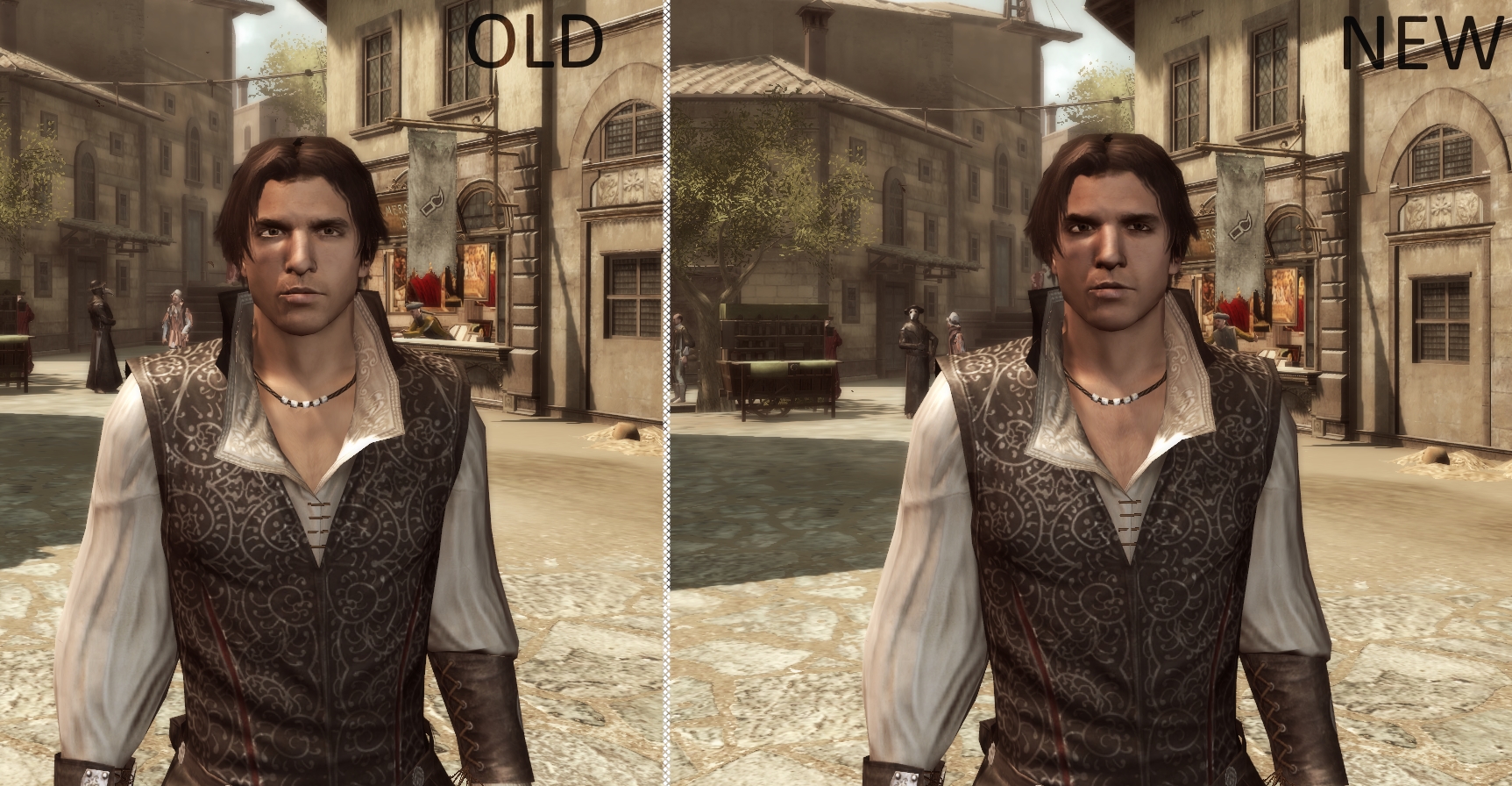 Ezio Face texure comparison image - Assassin's Creed 2 Overhaul mod for Assassin's  Creed II - ModDB