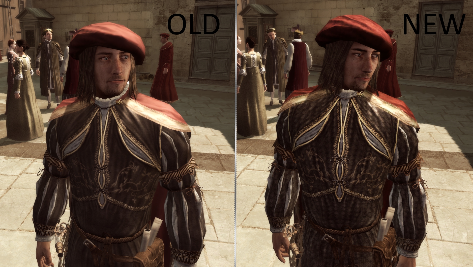 Ezio Face texure comparison image - Assassin's Creed 2 Overhaul mod for Assassin's  Creed II - ModDB