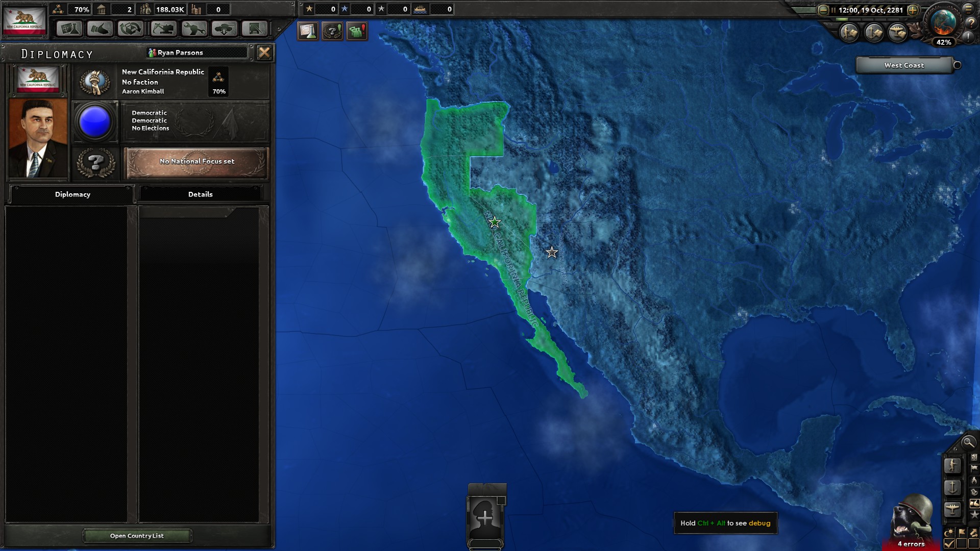 WIP NCR Diplomacy Tab and Starting Territory image - Hearts of Iron IV ...