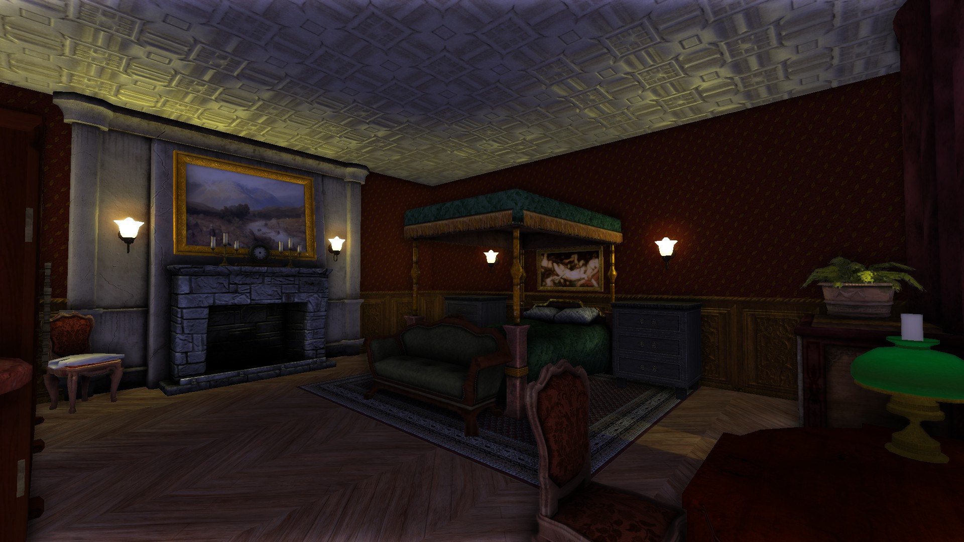 Особняк 2. Amnesia the Dark Descent Guest Room. Интерьер особняка Luigi's Mansion. Amnesia Dark Room Mod. Интерьер Dark.