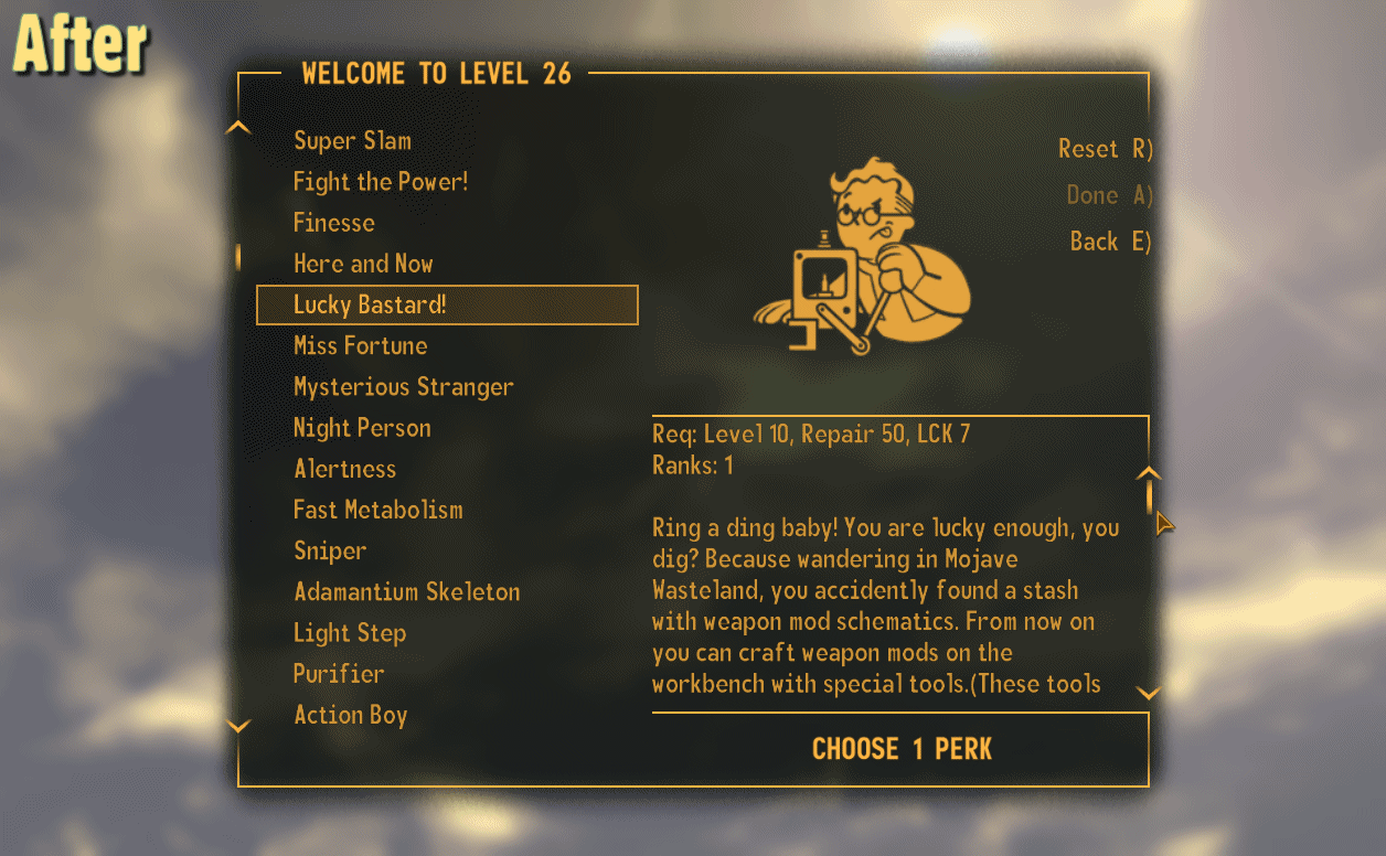 new vegas perk every level