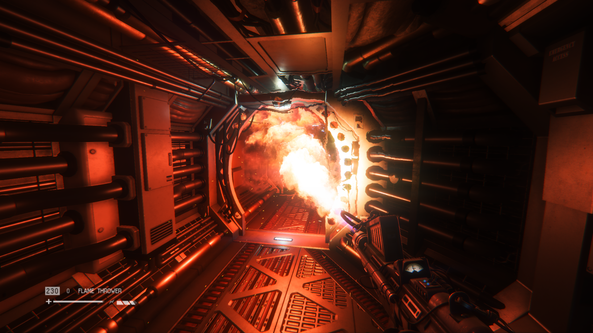 Flamethrower changes image - Softcore mod for Alien: Isolation.