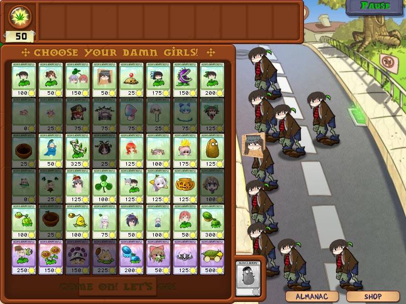 Waifus vs Zombies (plants vs zombies mod) by Oncensored