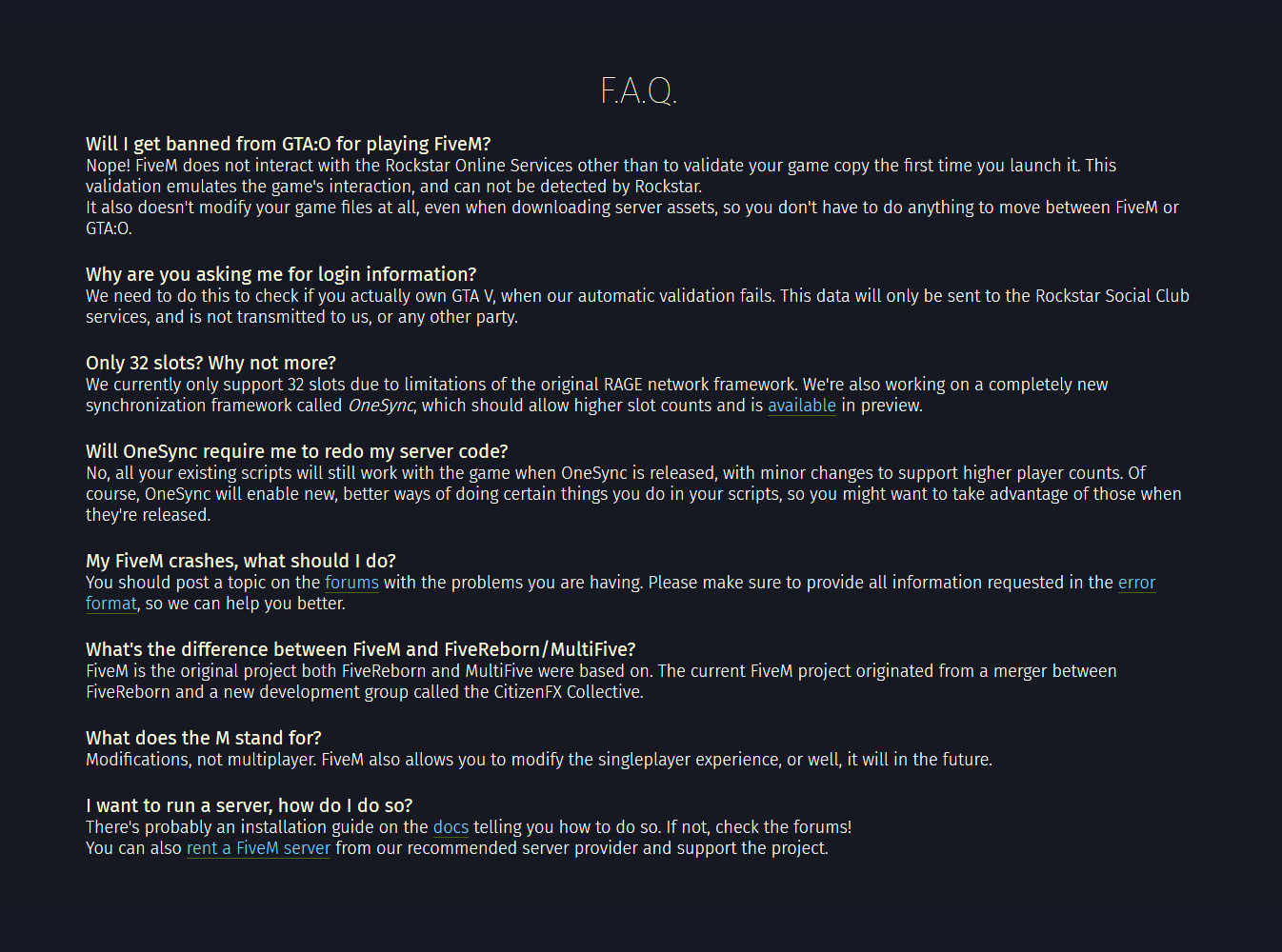 FAQ image - FiveM mod for Grand Theft Auto V - Mod DB