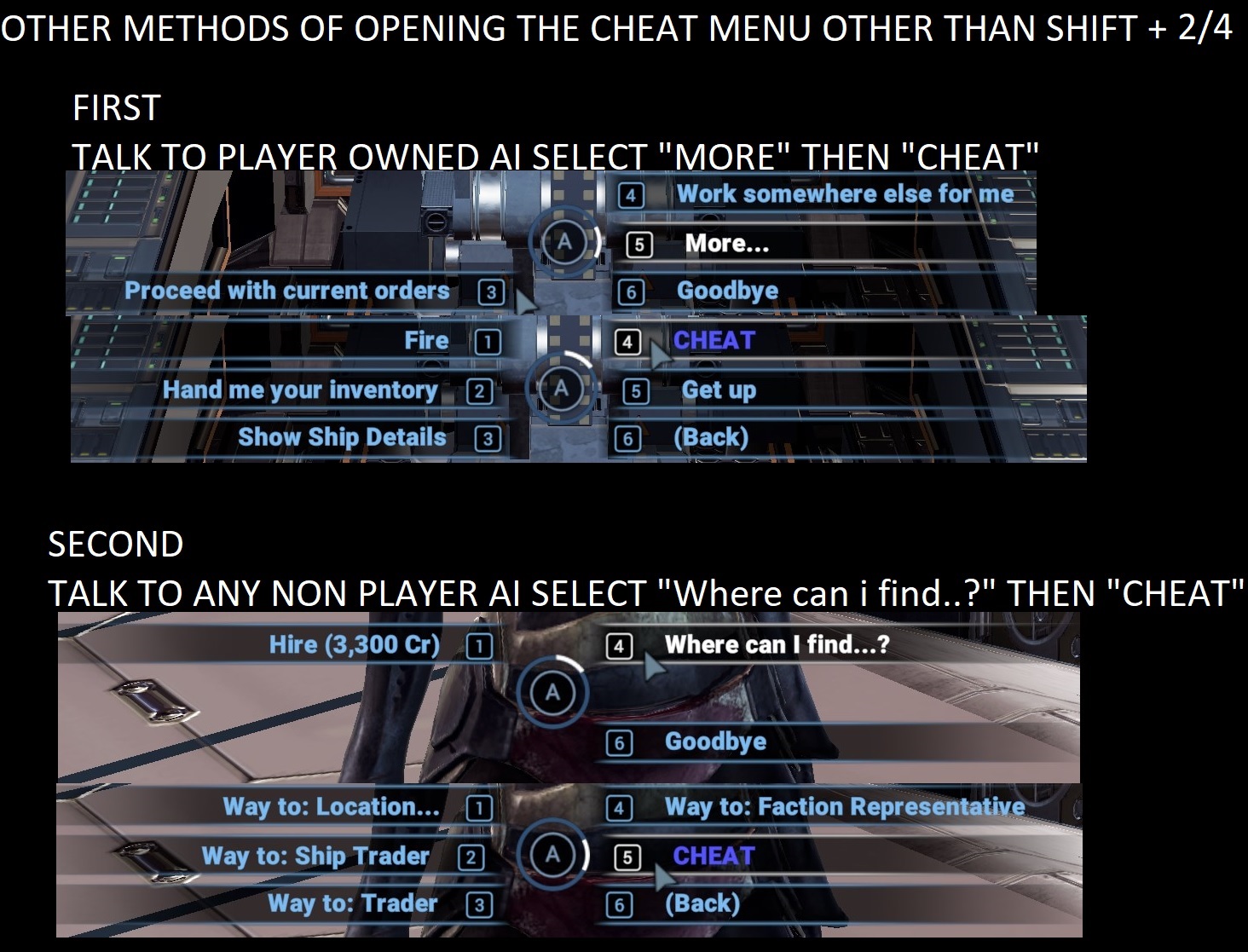 OTHER METHODS OF OPENING THE CHEAT MENU image - Iseeu0 Mods For X4 ...