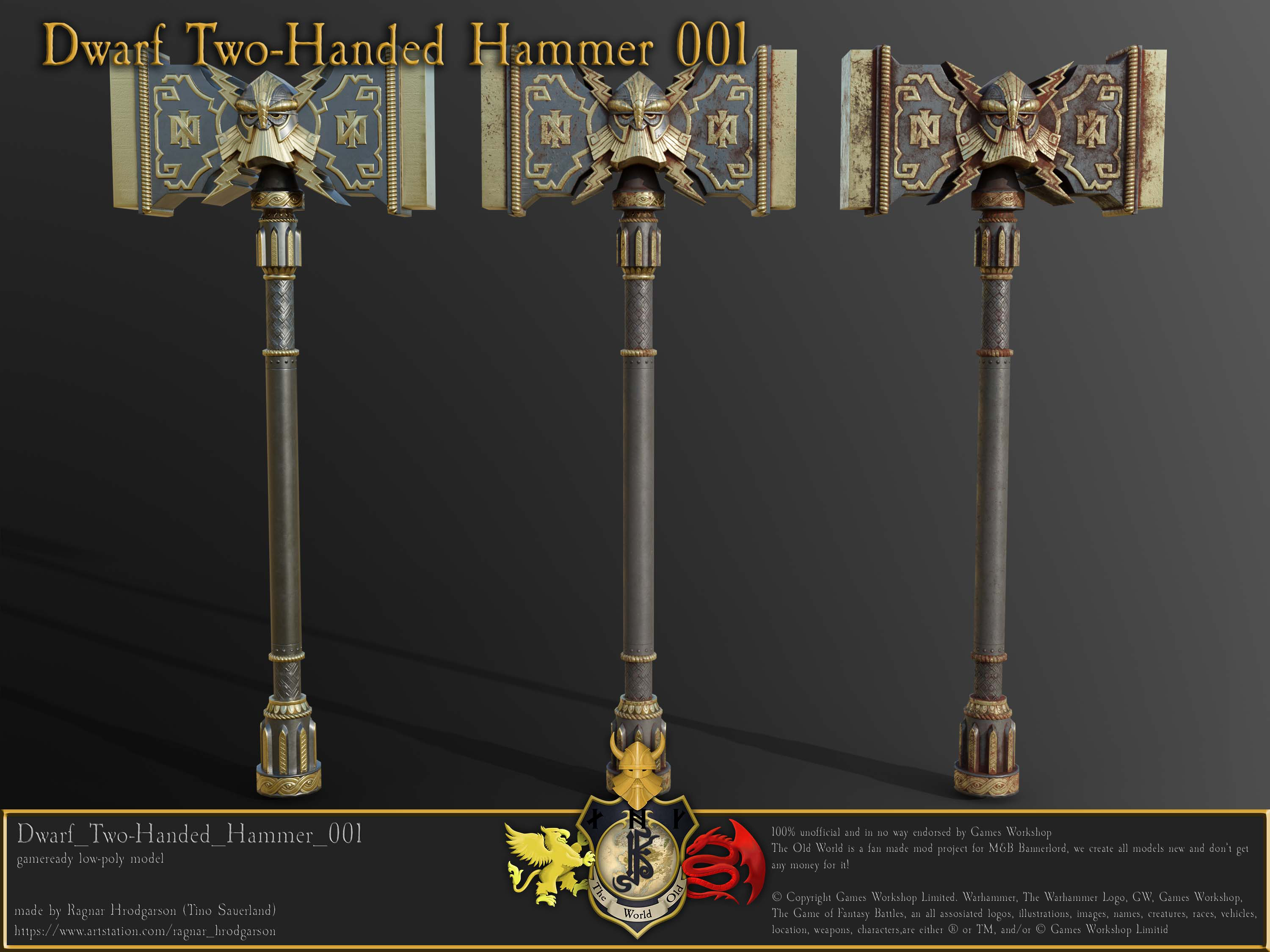 two handed warhammer weapon