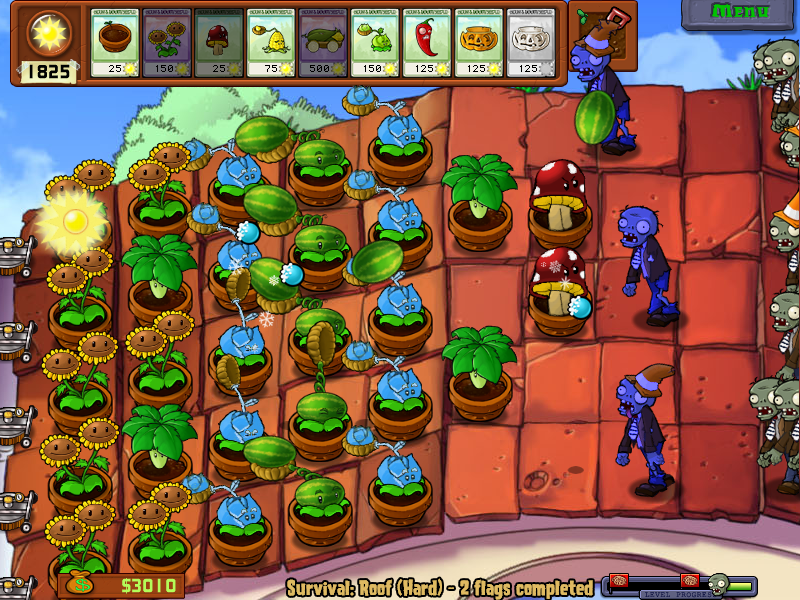 Old Version] Plants Vs. Zombies 2 Mod Pak - Suruival Roof (Hard