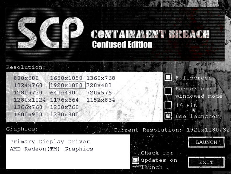 Консольные команды scp. SCP Containment Breach меню.