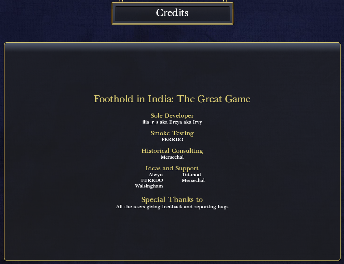 Credits section