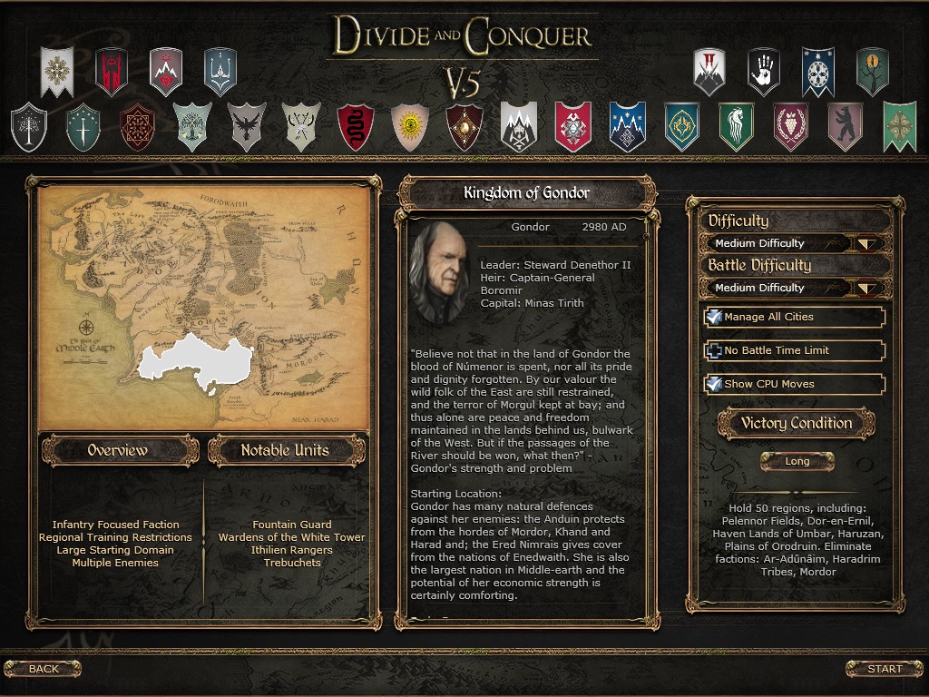 Menu screen edits for Gondor image - Armies of the West mod for ...