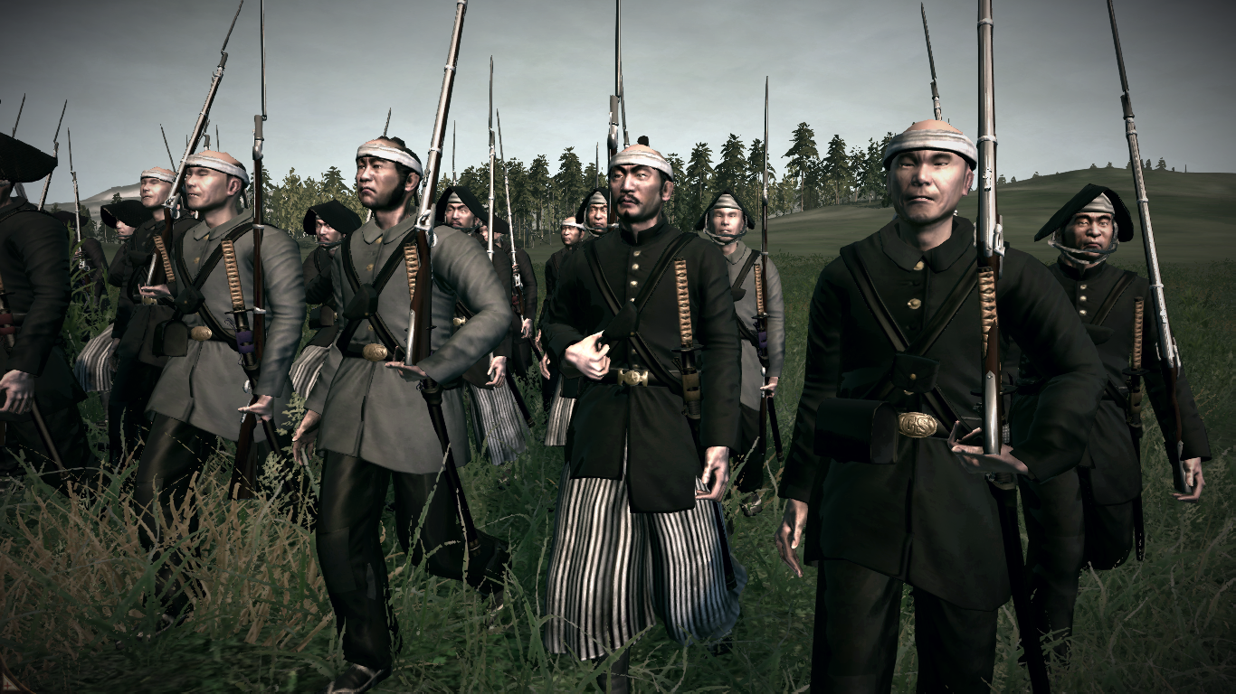 Aizu Conscripts with Mixed American and Traditional Japanese Attire