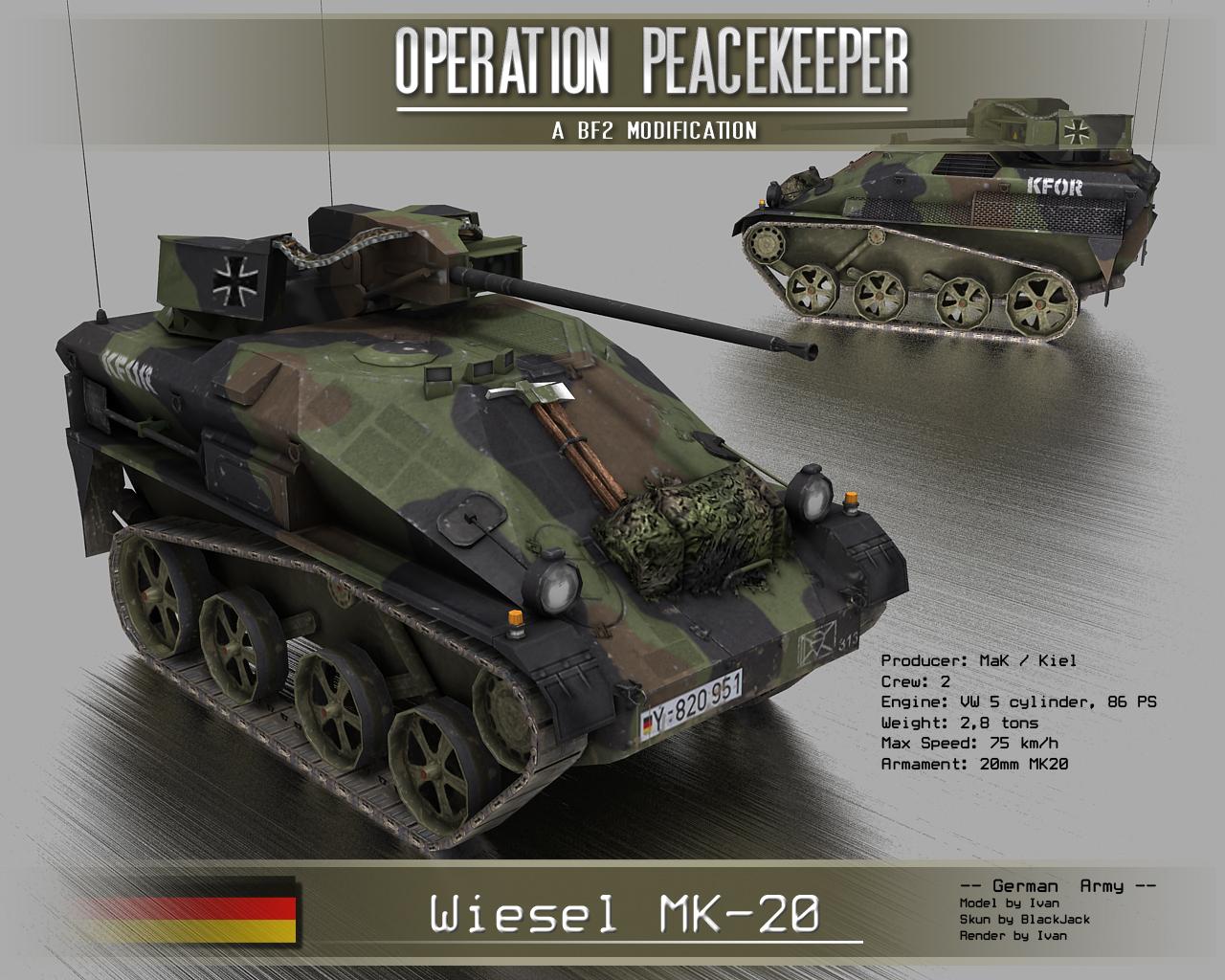 Wiesel MK-20 tiny tank image - Operation Peacekeeper 2 mod for Battlefield  2 - ModDB